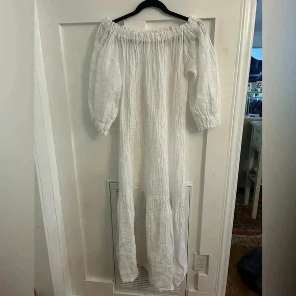 Sunday Saint Tropez NOELIE LINEN DRESS WHITE - Picture 4 of 7